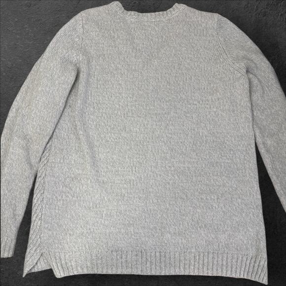 Sonoma Life + Style Grey Cable Knit Sweater Size L V-Neck Pullover Tunic Length - Picture 5 of 8